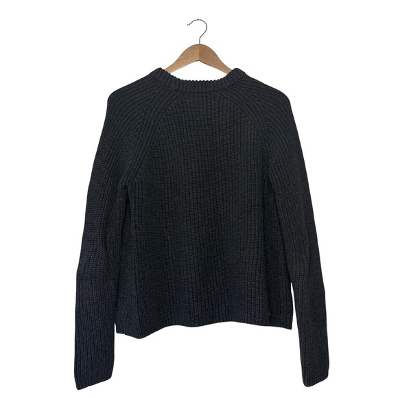 Quince Organic Cotton Fisherman Sweater Charcoal Gray Shaker Knit Crewneck Small - Picture 2 of 7